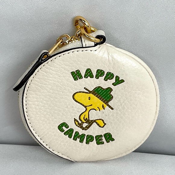 Coach X Peanuts Bag Charm Keychain Woodstock Happy Camper Coin Purse NWT - Picture 2 of 5